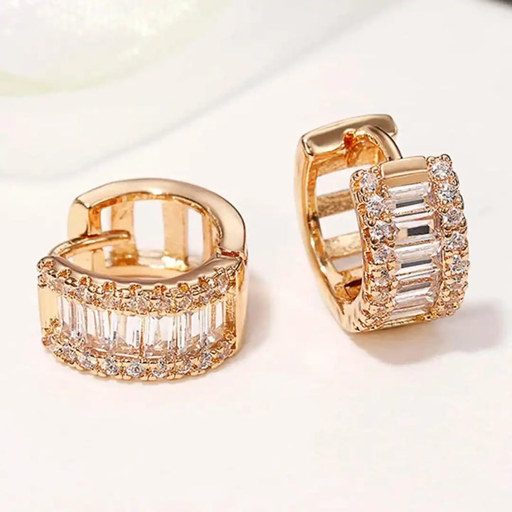 Orecchini a Cerchio Mini Baguette in Zirconia
