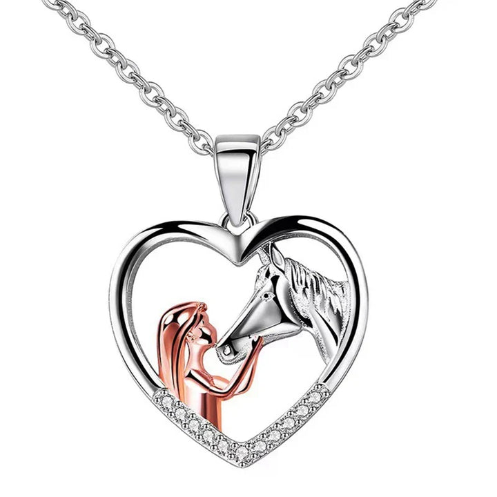 Collana Bella Cuore Zircone Ragazza e Cavallo
