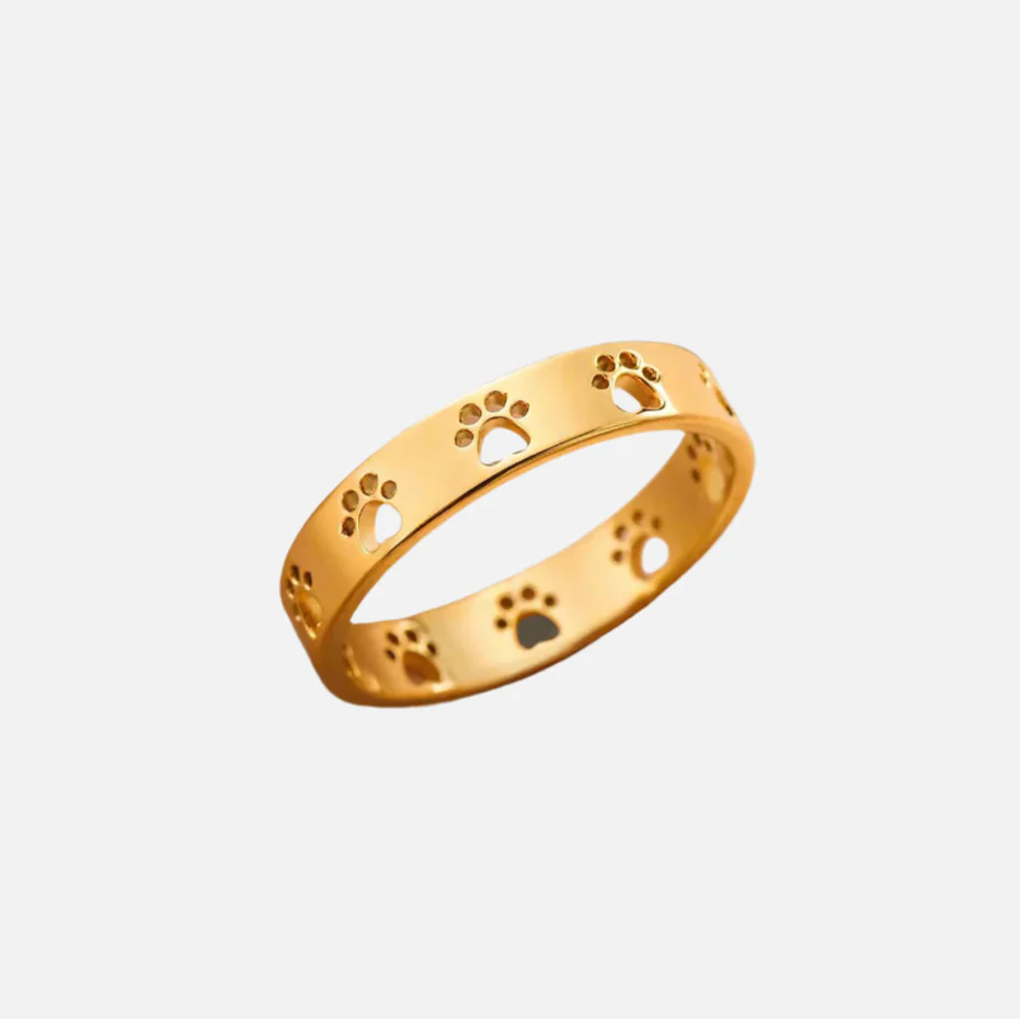 Anello con Stampa di Zampa color oro – Acciaio Inossidabile