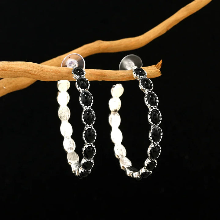 Orecchini a Cerchio Ovali in Argento Vintage