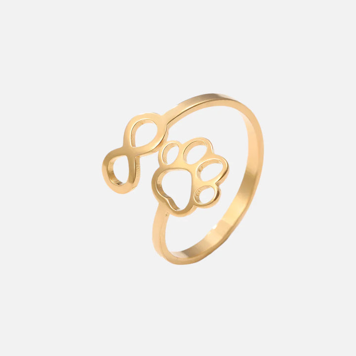 Anello Infinito Regolabile con Impronta di Zampa – Acciaio Inossidabile