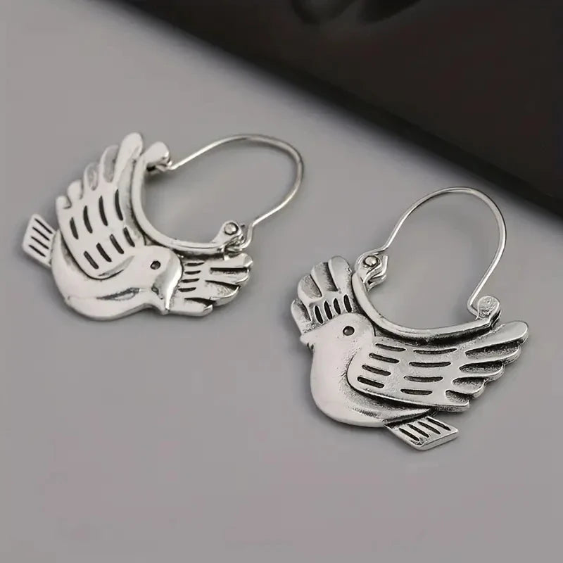 Orecchini Pendenti Ispirati agli Uccelli Boho – Tonalità Argento