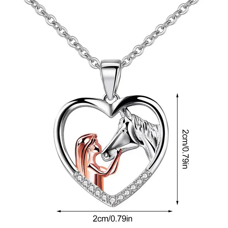 Collana Bella Cuore Zircone Ragazza e Cavallo