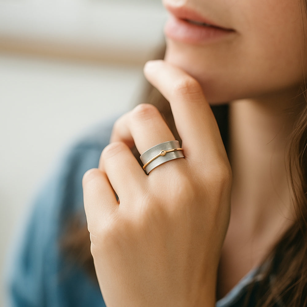 Anello color argento con Zirconia Vintage Golden Line