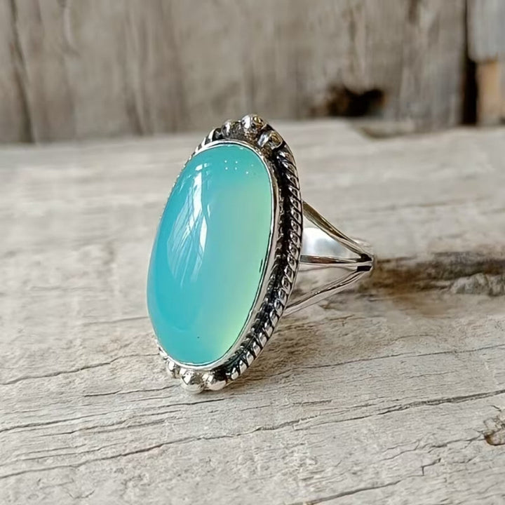 Anello Dichiarativo color argento Vintage con Turchese