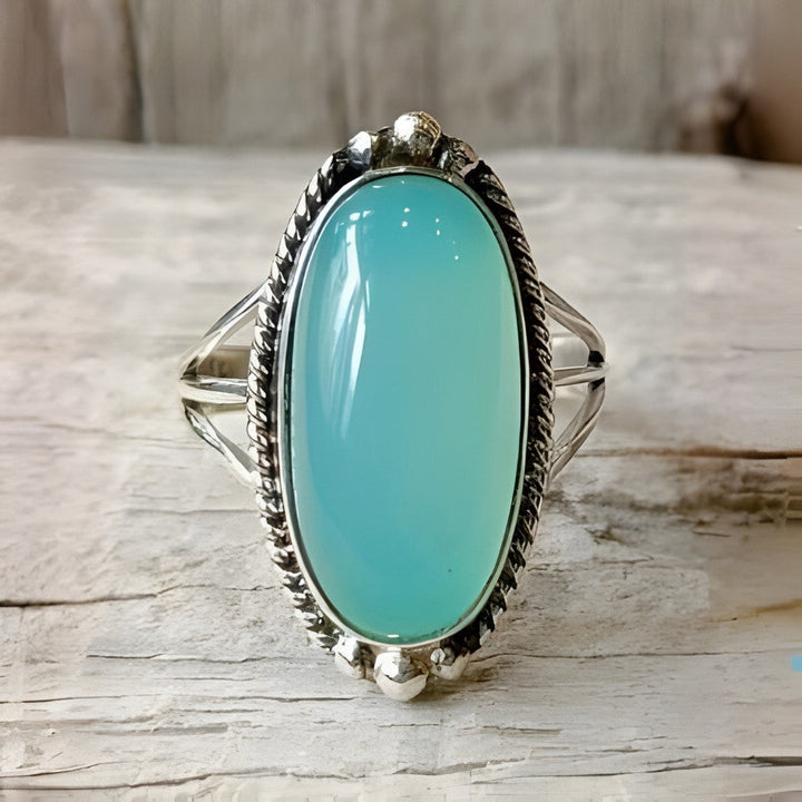 Anello Dichiarativo color argento Vintage con Turchese