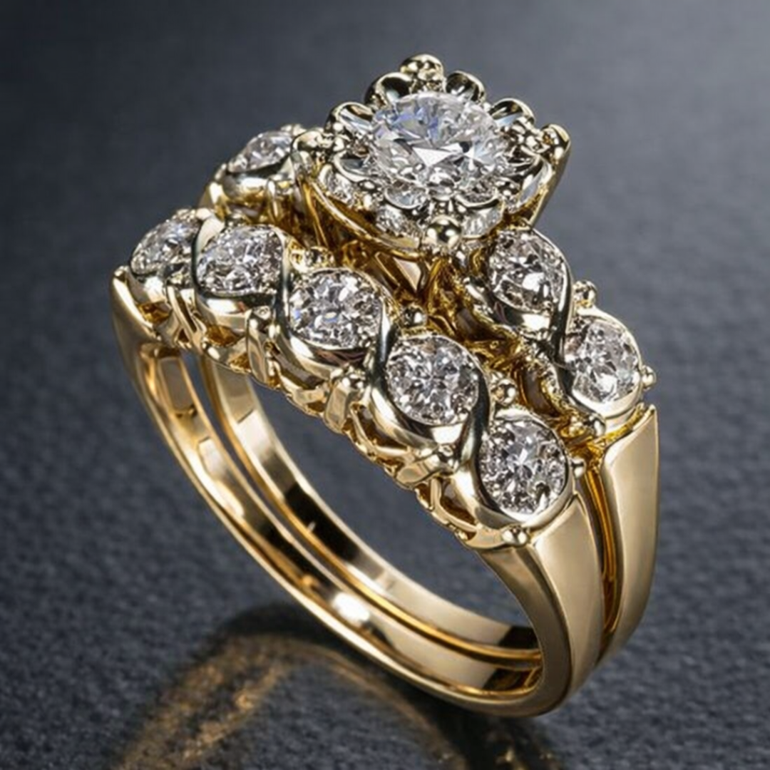 Anello Vintage Dorato Brillante