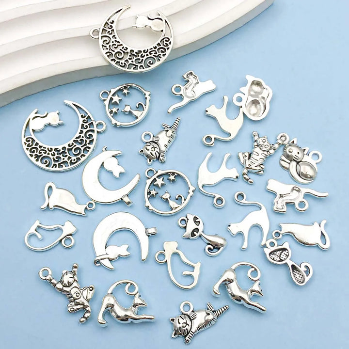 Collezione di Ciondoli di Gatti Vintage color argento