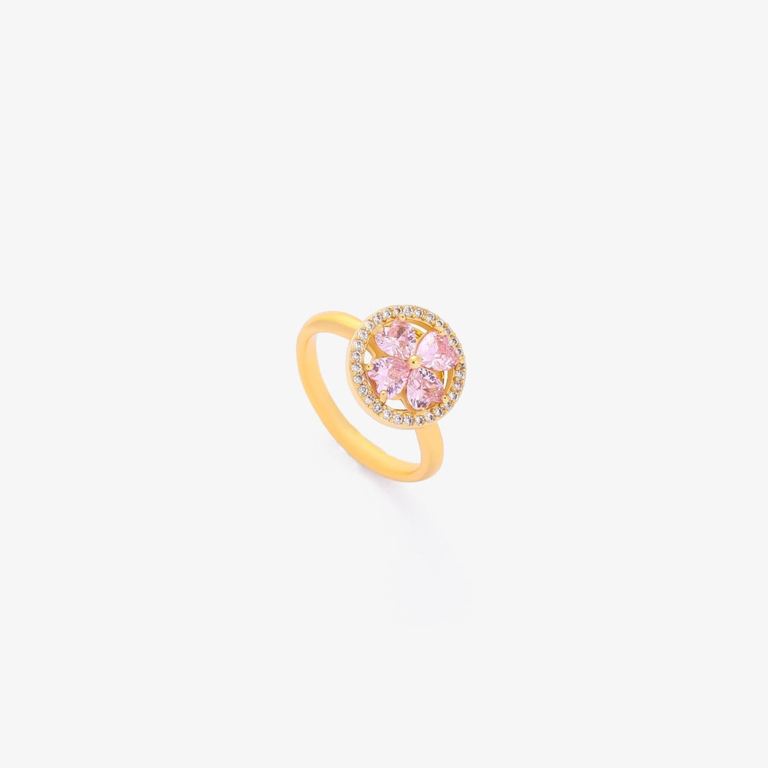 Anello Rotante con Fiore a Cuore Rosa | Oro