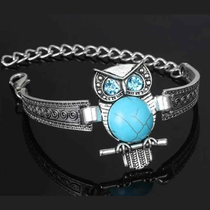 Bracciale Vintage con Charm Gufo Turchese
