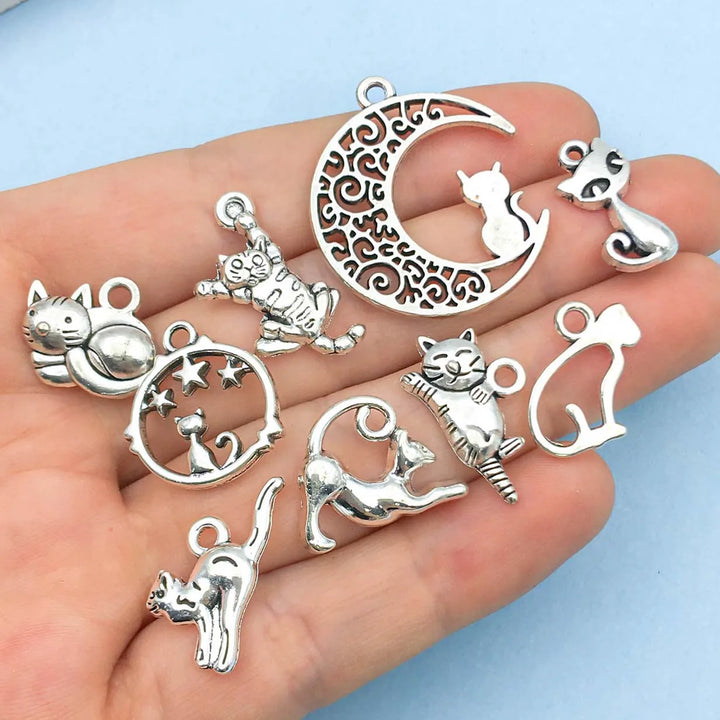 Collezione di Ciondoli di Gatti Vintage color argento