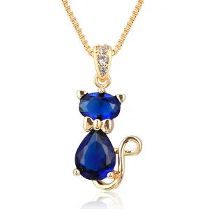 Collana con Pendente a Forma di Gatto di Cristallo