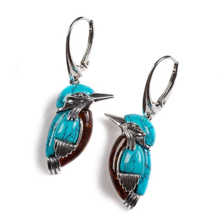 Orecchini in Smalto Blu a Forma di Colibrì