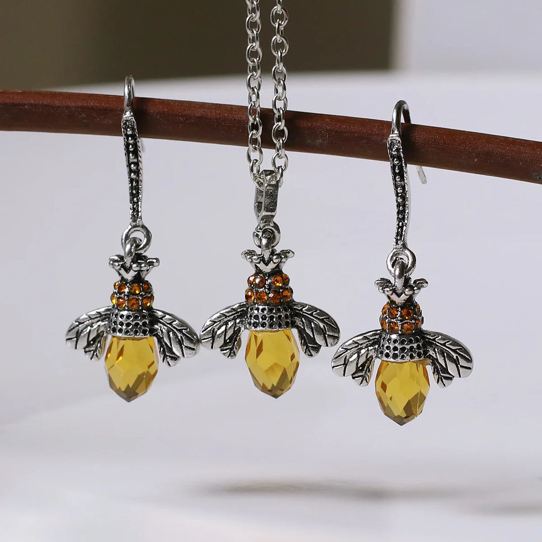 Set di Collana e Orecchini Vintage a Forma di Ape