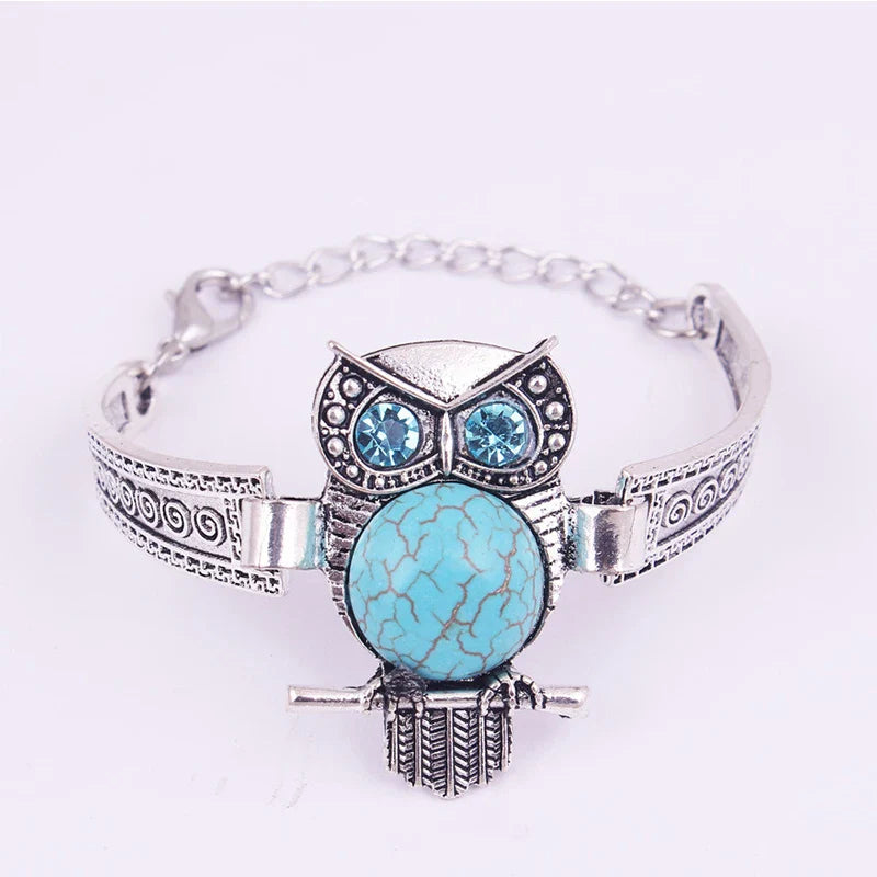 Bracciale Vintage con Charm Gufo Turchese