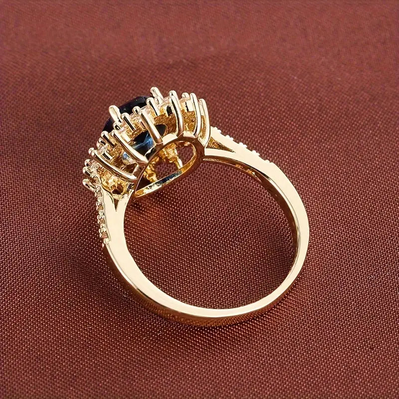 Anello color oro con Pietra Blu
