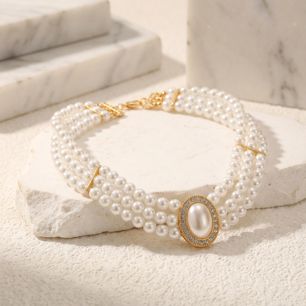 Collana Choker a Tre Fili Turchese