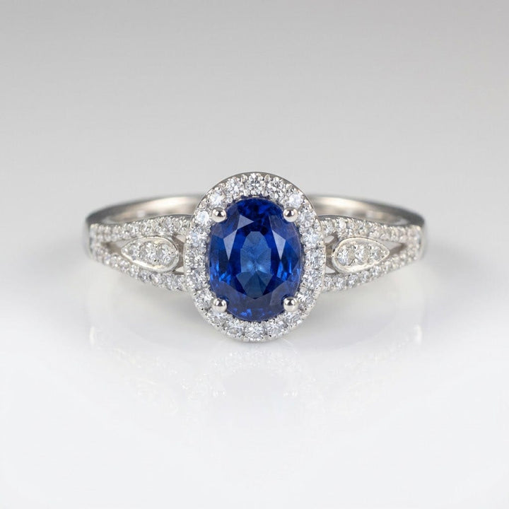 ANELLO VINTAGE HALO IN Pietra Blu