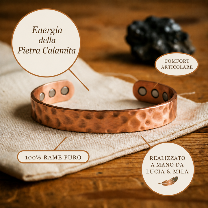 Bracciale in Rame di Lucia & Mila - Pietra Calamita