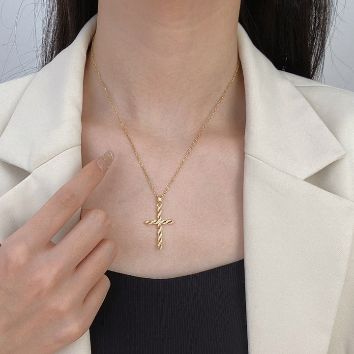 Collana a Croce a Vortice di Cristallo | Oro