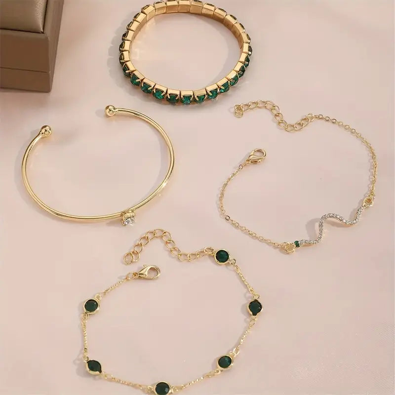 Set di Bracciali Pietra Verde Puro | Oro