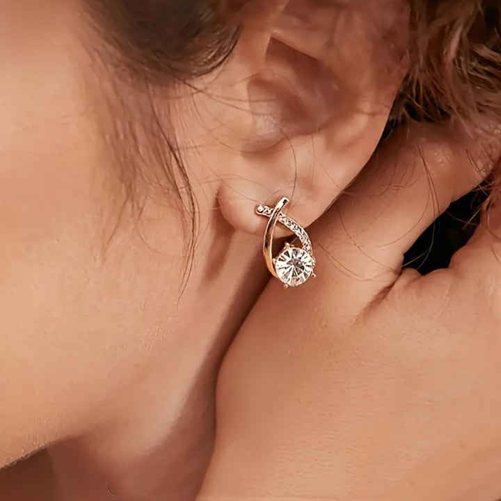 Orecchini D'Oro Con Croce E Zirconia
