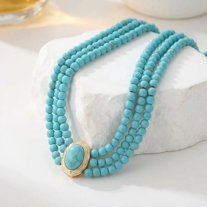Collana Choker a Tre Fili Turchese