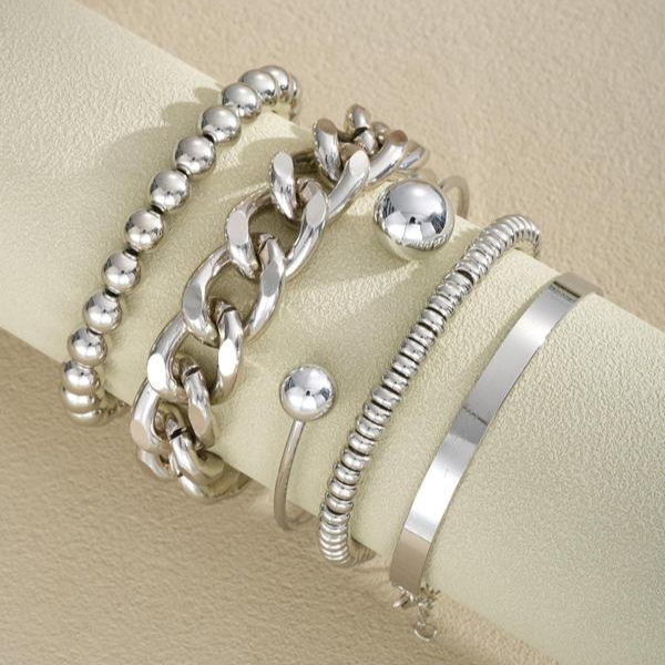 Set di 5 Bracciali Spessi Impilabili