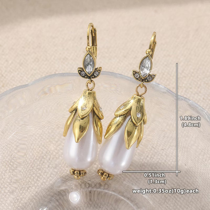 Orecchini Vintage Botanici con Perle