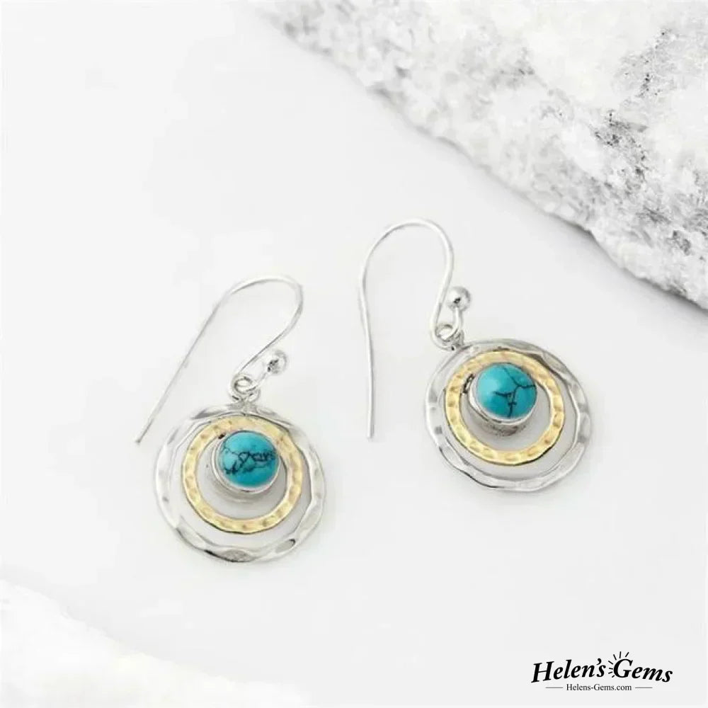Orecchini Boho Saturno: Turchese & Oro
