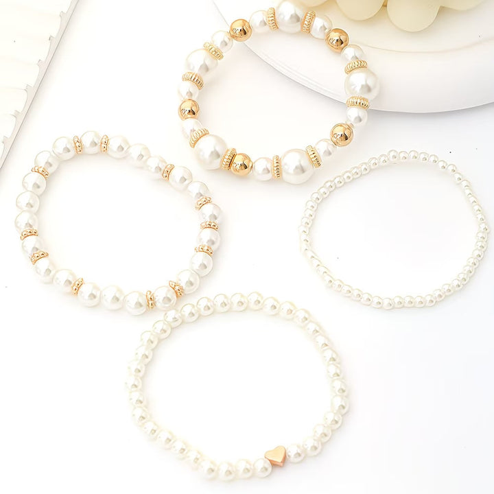 Set di 4 braccialetti impilabili in perle