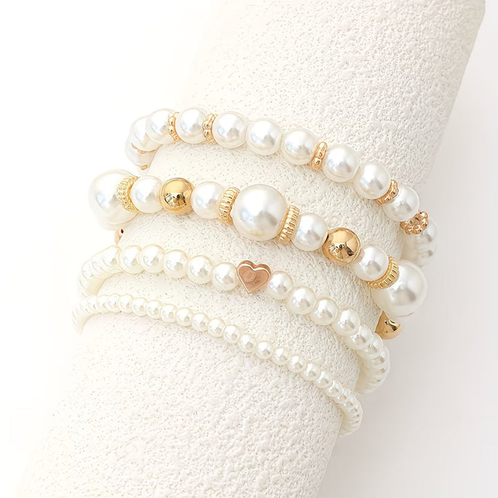 Set di 4 braccialetti impilabili in perle