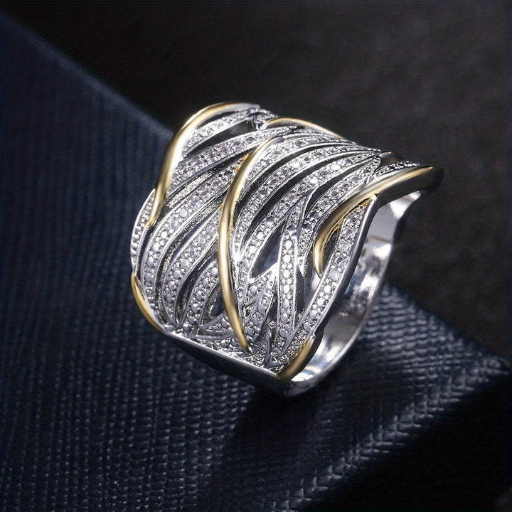 Anello Elegante a Strati Intrecciato