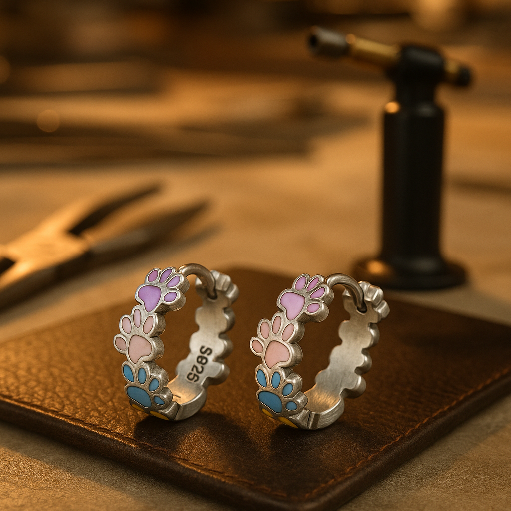 Orecchini Colorful Paws color argento