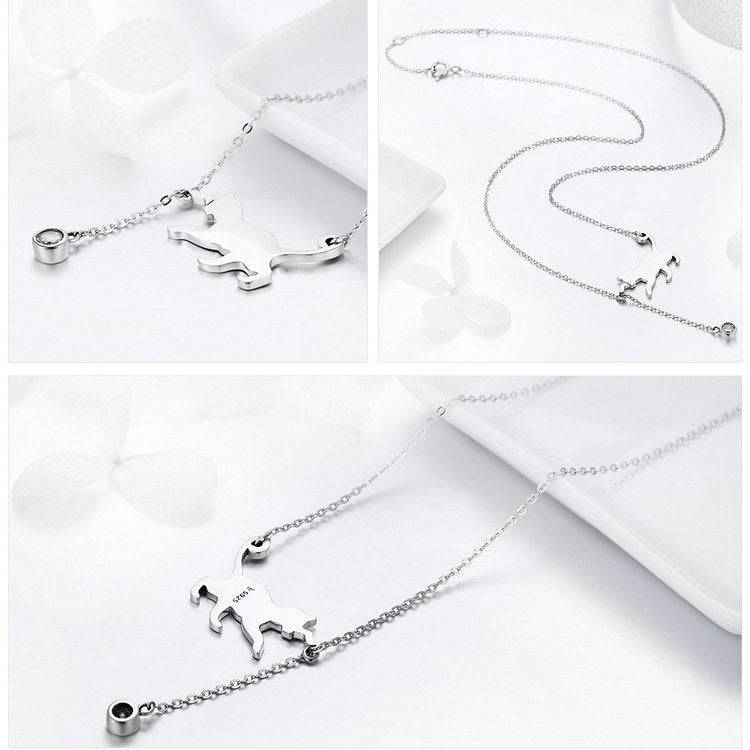 Collana con pendente a catena a forma di gatto carino