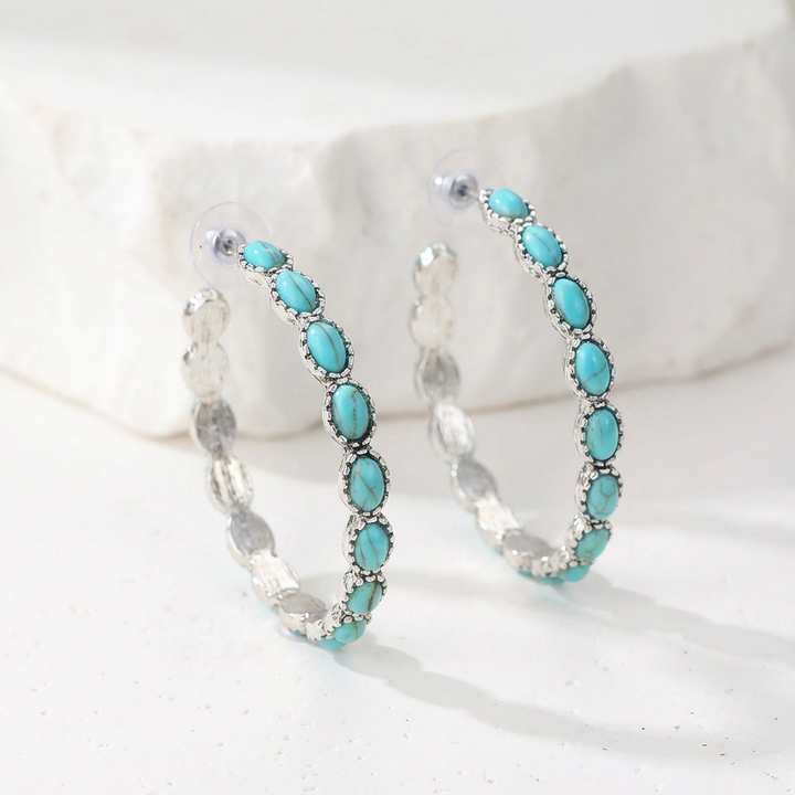 Orecchini a Cerchio Ovali in Argento Vintage