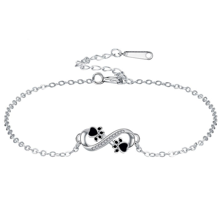 Bracciale con Pendente Simbolo Infinito e Zampe di Animale con Zirconia