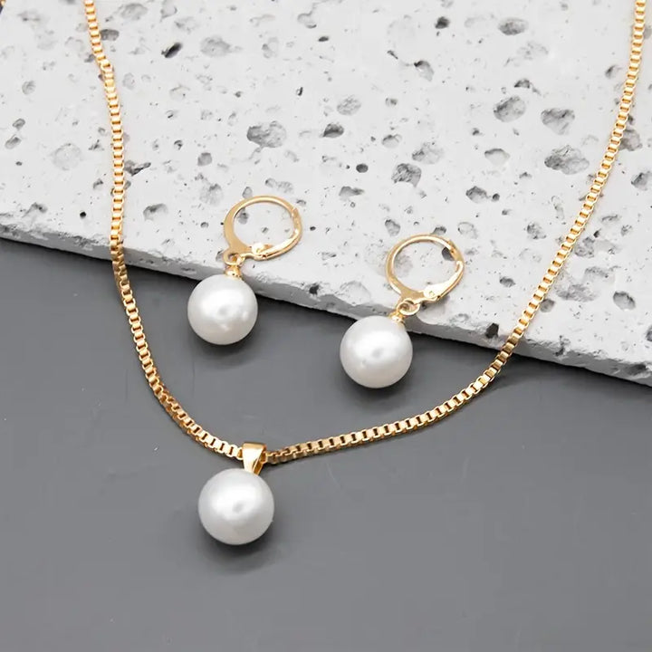 Set di Gioielli in Perle Golden Grace | Oro