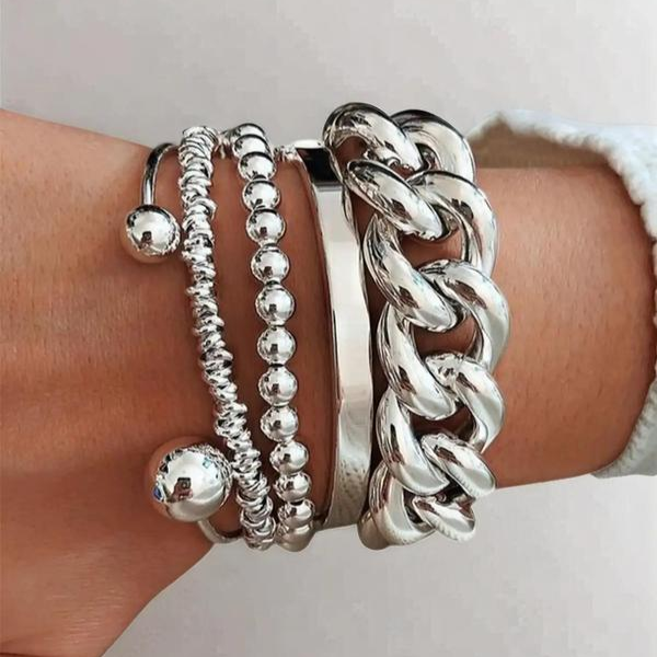Set di 5 Bracciali Spessi Impilabili
