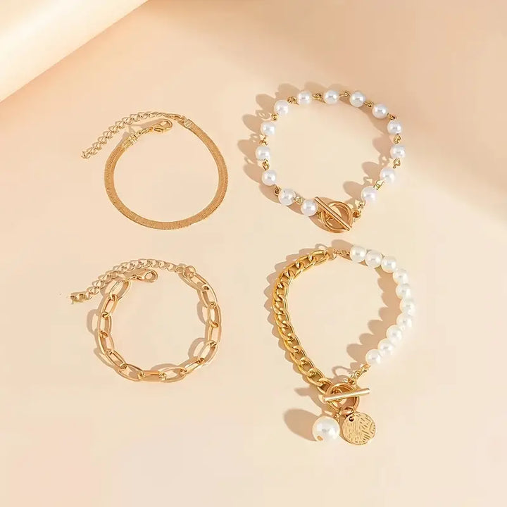 Set di Braccialetti di Perle Stratificate di Lusso