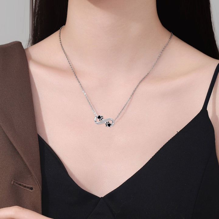 Collana con Stampa di Zampa Infinita con Zirconia