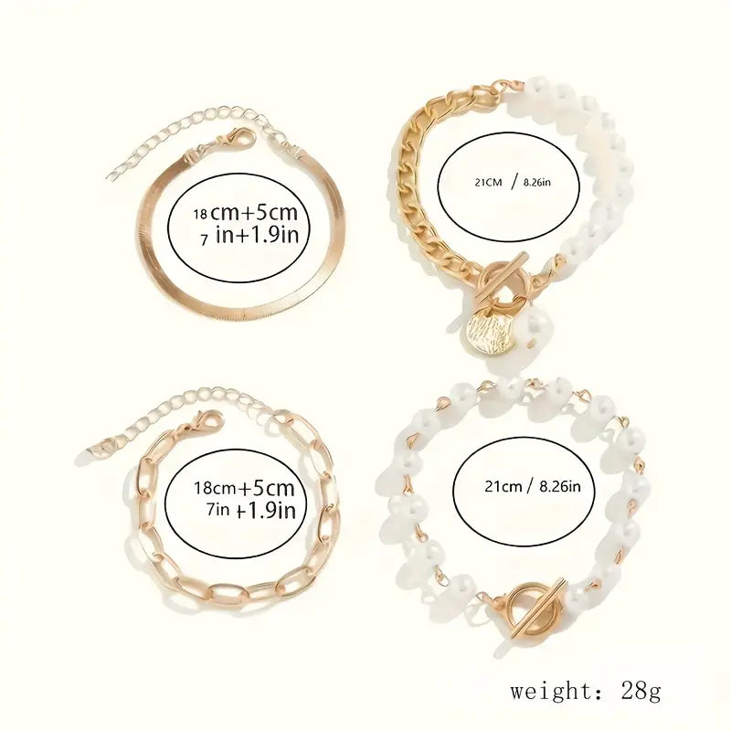 Set di Braccialetti di Perle Stratificate di Lusso