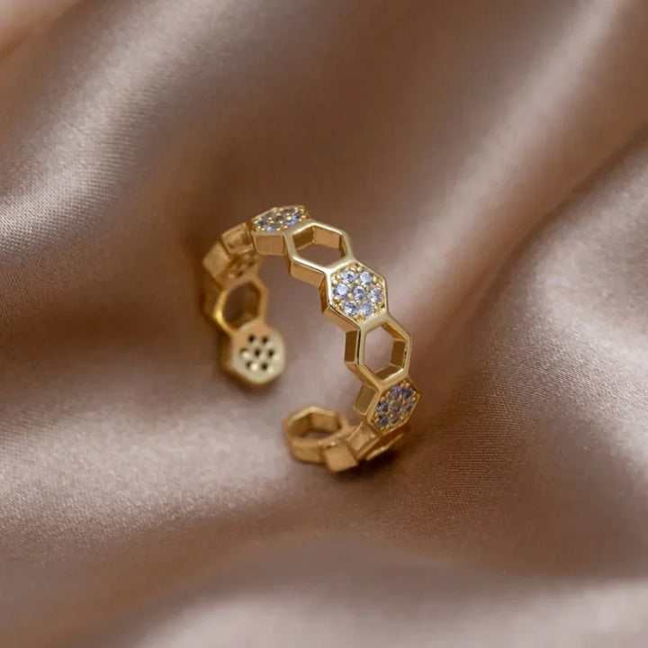 Anello a Nido d'Api in Cristallo | Oro