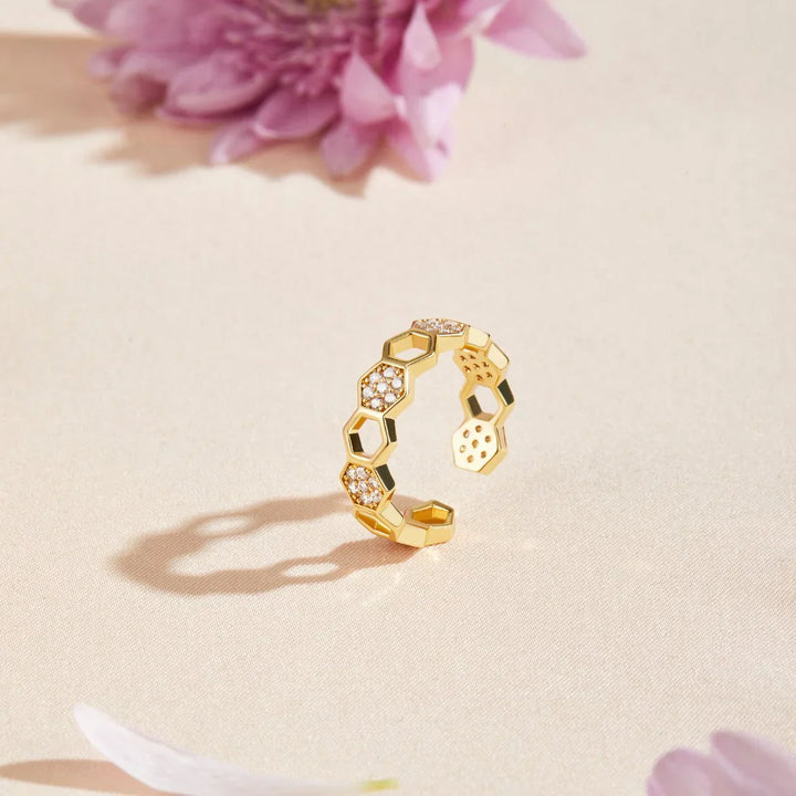 Anello a Nido d'Api in Cristallo | Oro