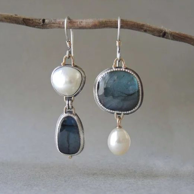 Orecchini Vintage in Pietra Blu Naturale
