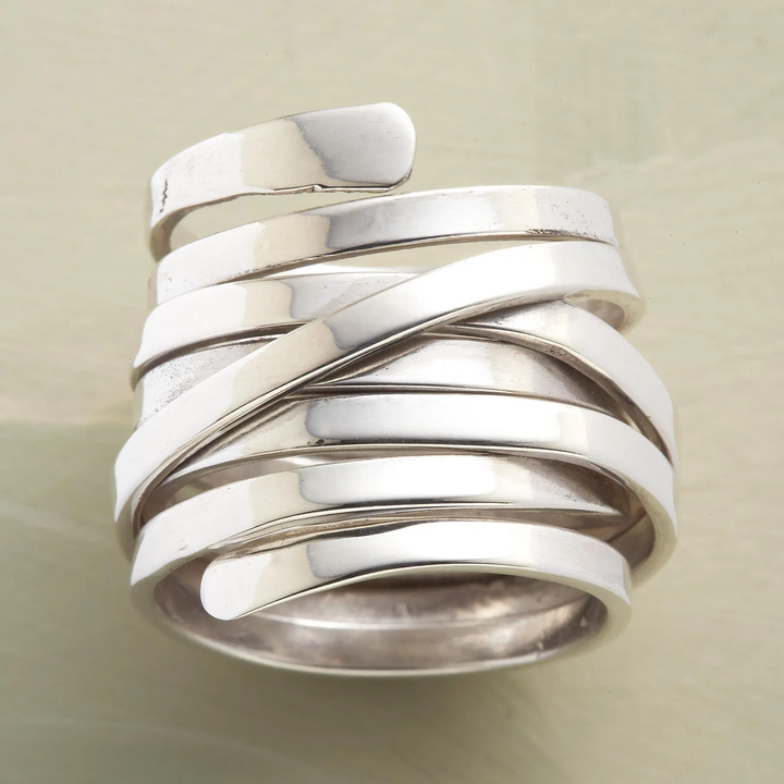 Bliss - Anello color argento Spesso Vintage