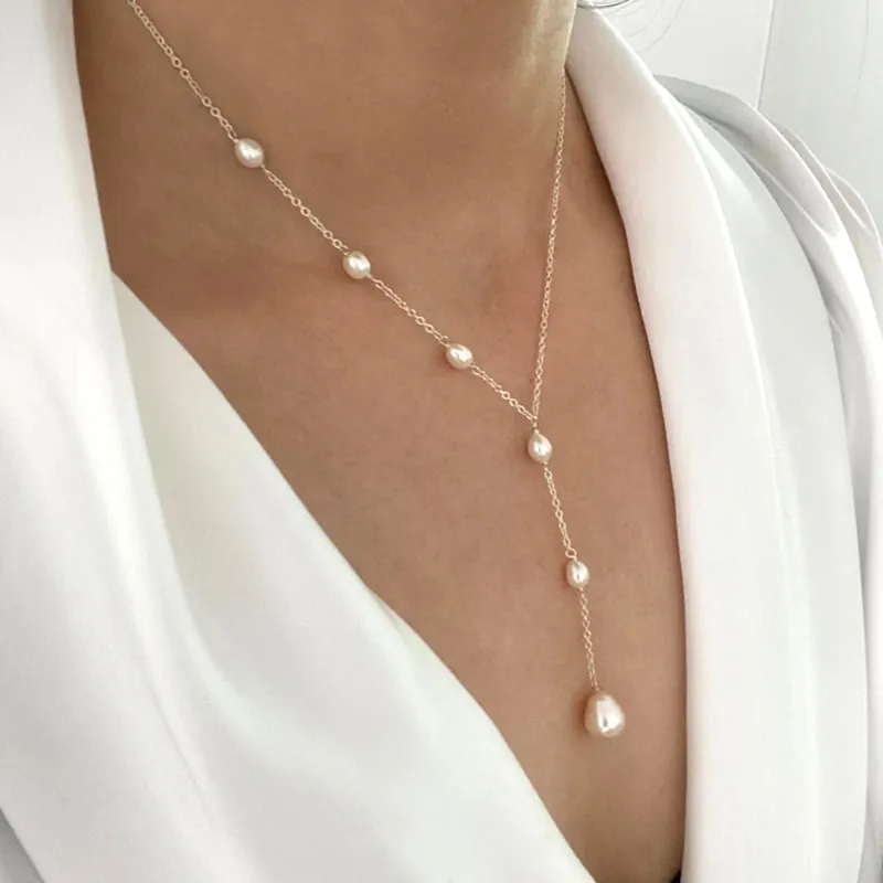 Collana Lariat con Perle Cascanti