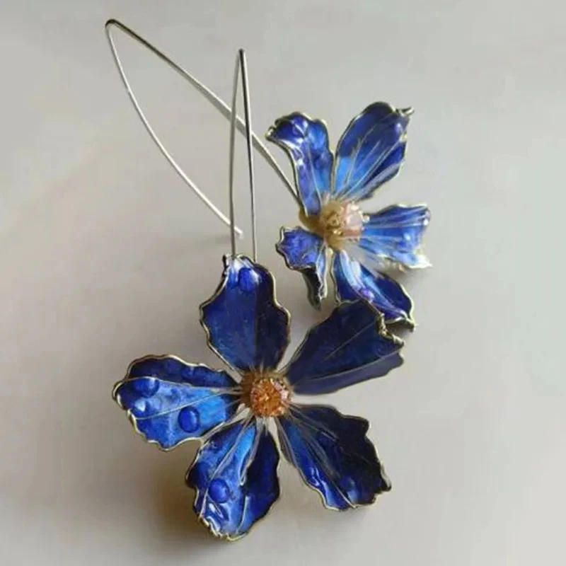 Orecchini Blu Vintage a Fiori