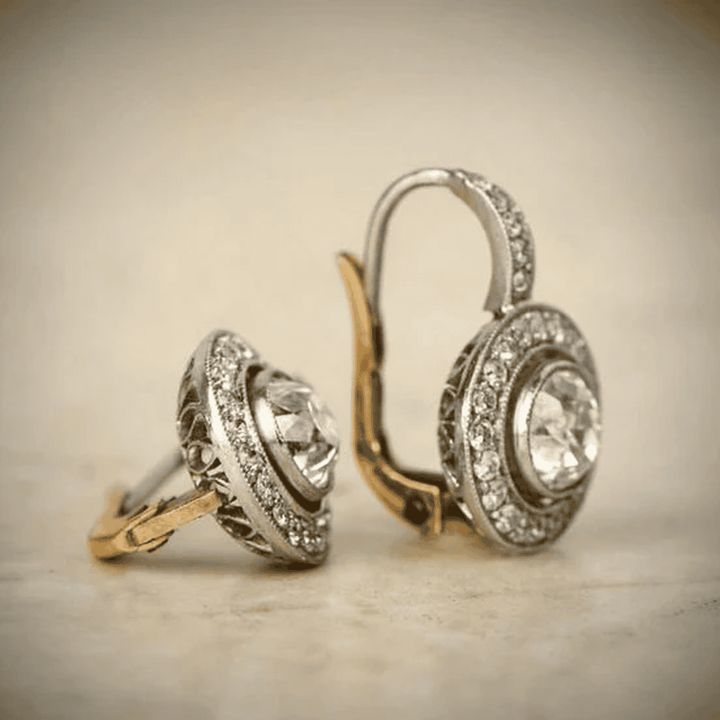Orecchini Vintage color oro e color argento con Cristalli