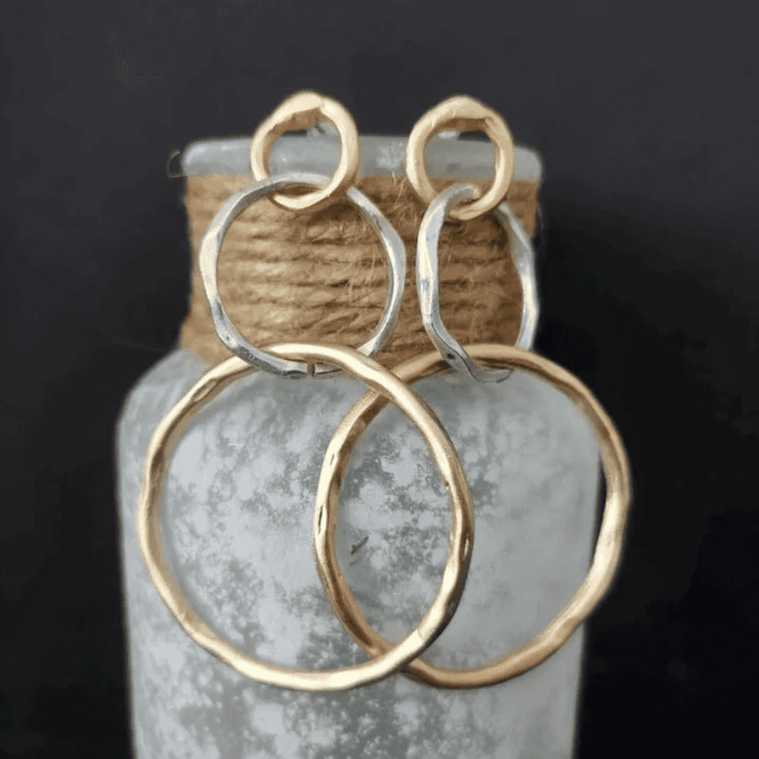 Orecchini a Cerchio Vintage color oro e color argento
